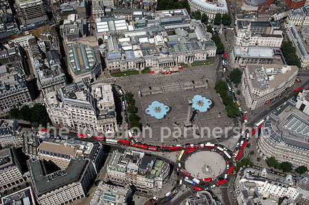 Aerial views of Trafalgar Square