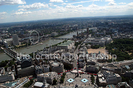 Aerial views of Trafalgar Square