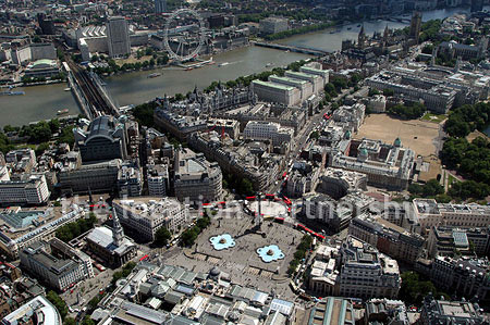 Aerial views of Trafalgar Square
