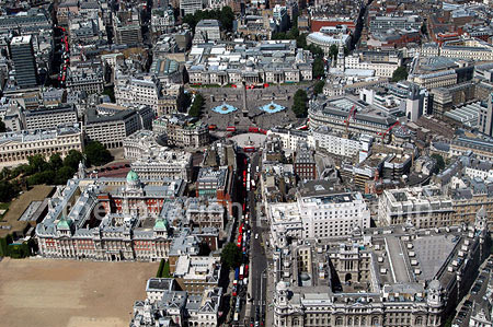 Aerial views of Trafalgar Square