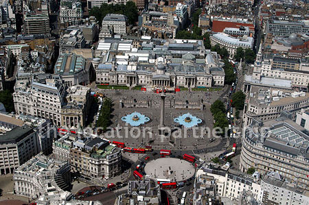 Aerial views of Trafalgar Square