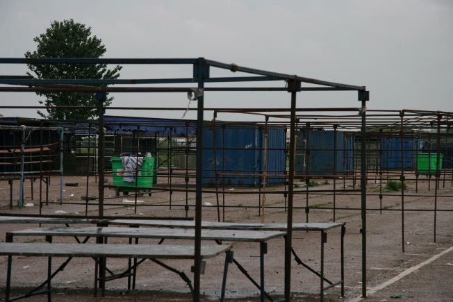 Industrial landscape used as a marketplace on weekends.
