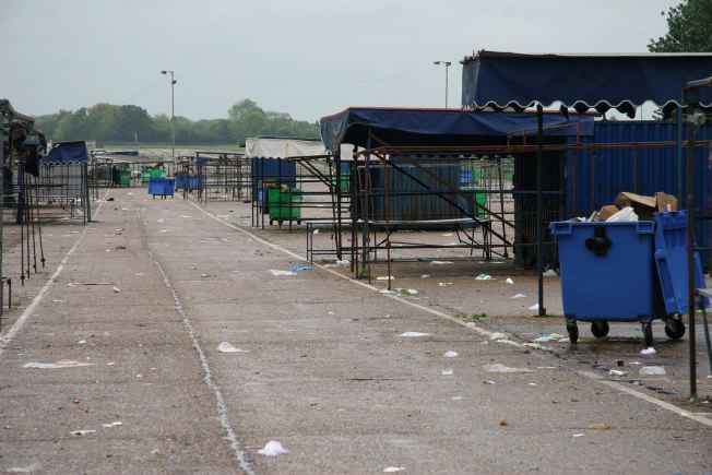 Industrial landscape used as a marketplace on weekends.