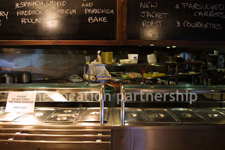 Canteen, restaurant with converted warehouse atmosphere