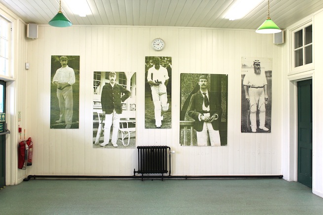 Lovely cricket pavilion built in 1886 filled with memorabilia inside. Listed building. Surrounded by cricket pitch and athletics track.