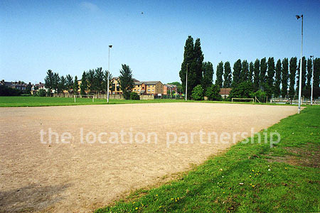 Gravel type football pitch in urban area