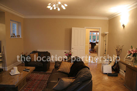Contemporary feeling sitting room with wooden floor