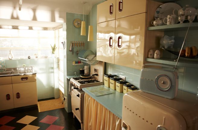Pre-war bungalow renovated to give a Californian mid century Modern feel. The furnishings, fittings and decor are all authentic 40's. 50's. There is a large front and rear garden and long private driveway.
