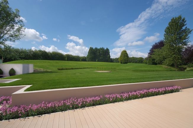 Absolutely stunning contemporary garden of a stylish modern barn conversion
