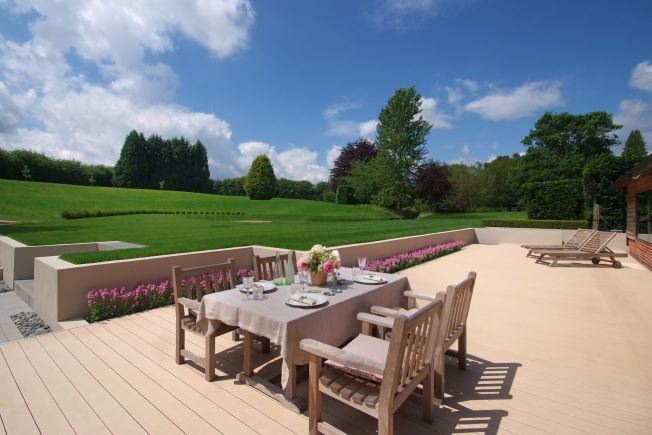 Absolutely stunning contemporary garden of a stylish modern barn conversion