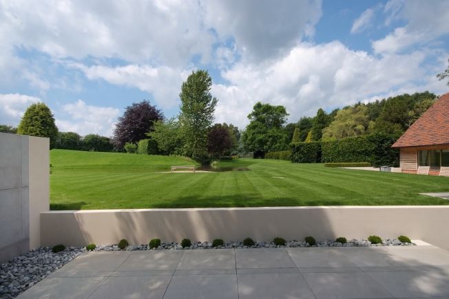 Absolutely stunning contemporary garden of a stylish modern barn conversion