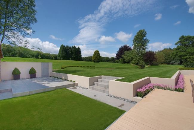 Absolutely stunning contemporary garden of a stylish modern barn conversion