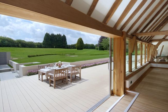 Absolutely stunning contemporary garden of a stylish modern barn conversion