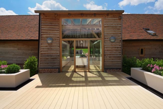 Absolutely stunning contemporary garden of a stylish modern barn conversion