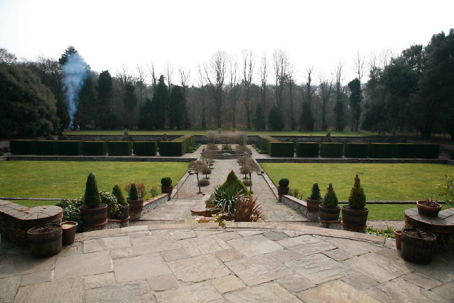 Large formal gardens, outbuildings and woodland at an amazingly eclectic country house.
