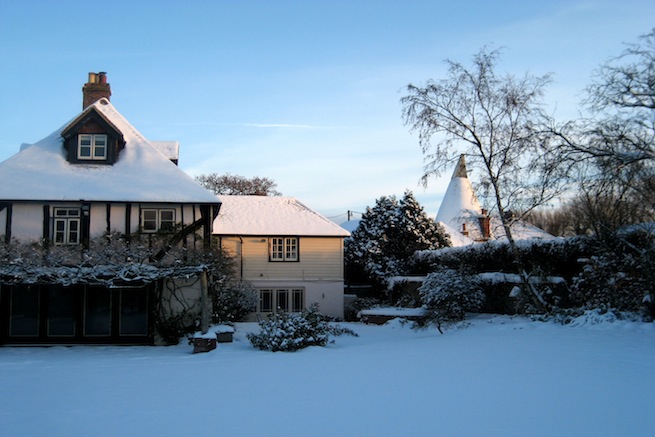 Amazing medieval hall house with beautiful country gardens, featuring vegetable garden and pond.
