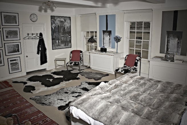 Bedrooms in a 17th century town house in the process of being restored.