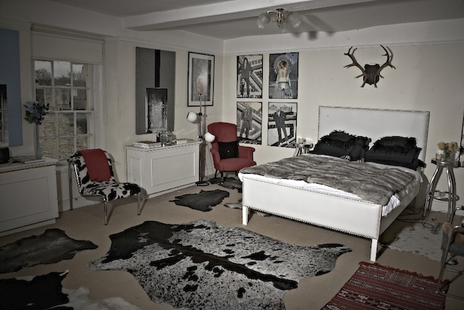 Bedrooms in a 17th century town house in the process of being restored.