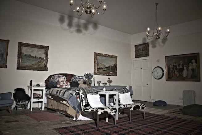 Bedrooms in a 17th century town house in the process of being restored.