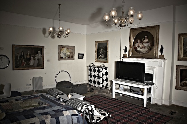 Bedrooms in a 17th century town house in the process of being restored.
