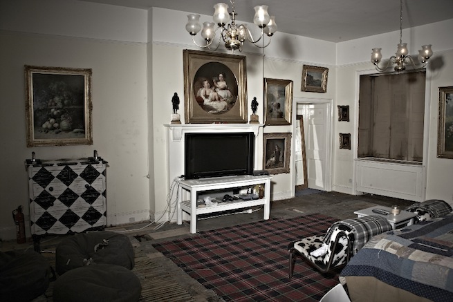 Bedrooms in a 17th century town house in the process of being restored.