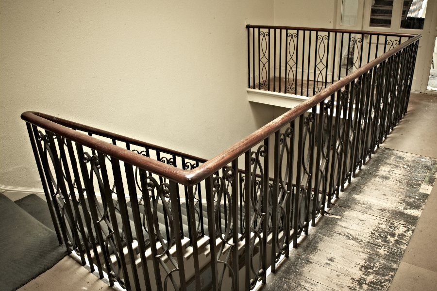 Staircase of a 17th century large town house in the process of being refurbished.