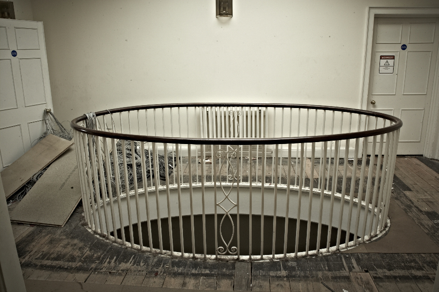 Staircase of a 17th century large town house in the process of being refurbished.