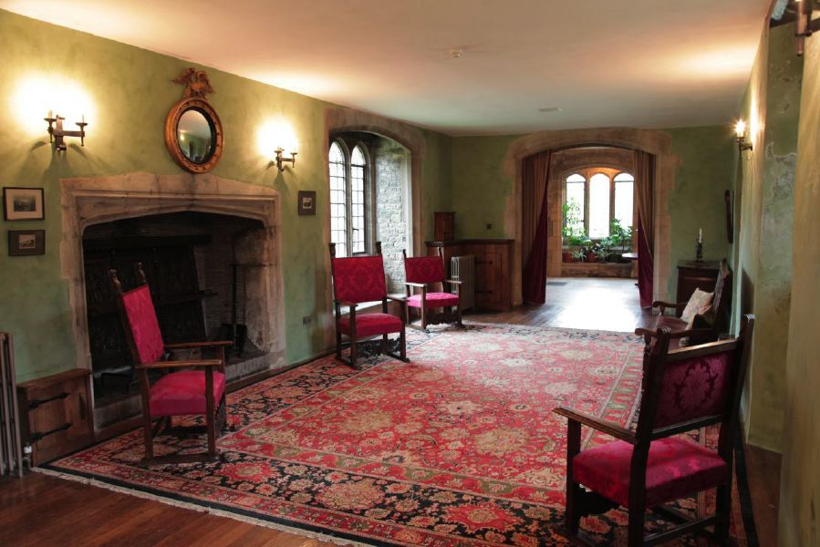 Sitting room and anti-room with stone mullion windows in a beautiful Castle