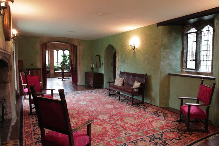 Sitting room and anti-room with stone mullion windows in a beautiful Castle