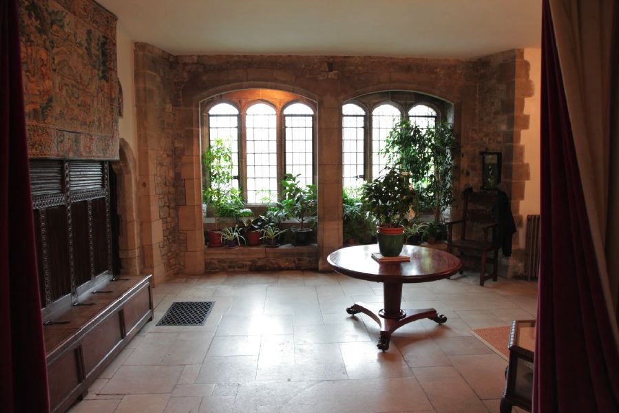 Sitting room and anti-room with stone mullion windows in a beautiful Castle