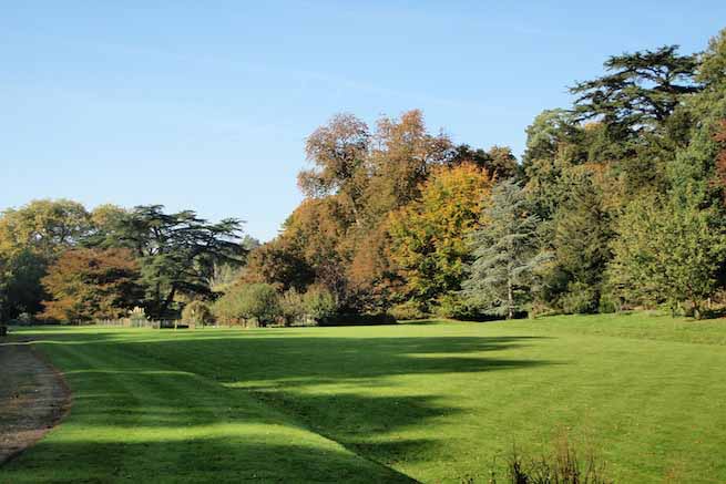 Heritage garden in large country estate featuring a Doric temple, Gothic boathouse, lakes and caves.