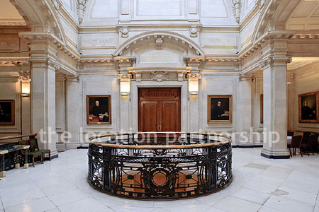 Grand, pillared marble entrance hall with impressive domed skylight. NB- Weekends only.
