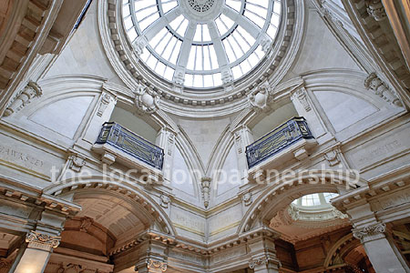 Grand, pillared marble entrance hall with impressive domed skylight. NB- Weekends only.