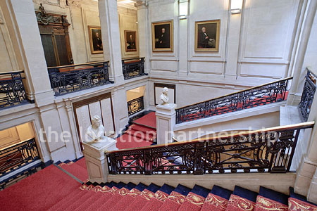 Grand, pillared marble entrance hall with impressive domed skylight. NB- Weekends only.