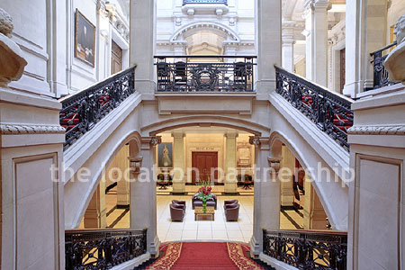 Grand, pillared marble entrance hall with impressive domed skylight. NB- Weekends only.