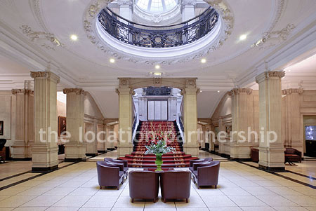 Grand, pillared marble entrance hall with impressive domed skylight. NB- Weekends only.