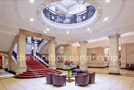 Grand, pillared marble entrance hall with impressive domed skylight. NB- Weekends only.