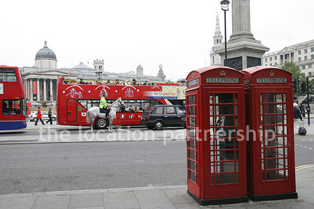 Traditional red Phone Box in Trafalgar Square