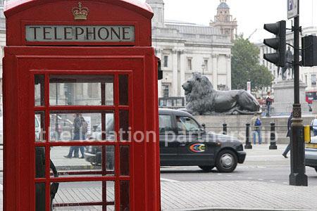 Traditional red Phone Box in Trafalgar Square