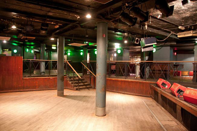 Underground music venue and backstage areas.