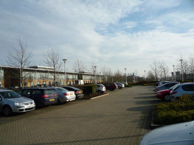 Contemporary, well situated office building overlooking a boardwalk and lake.