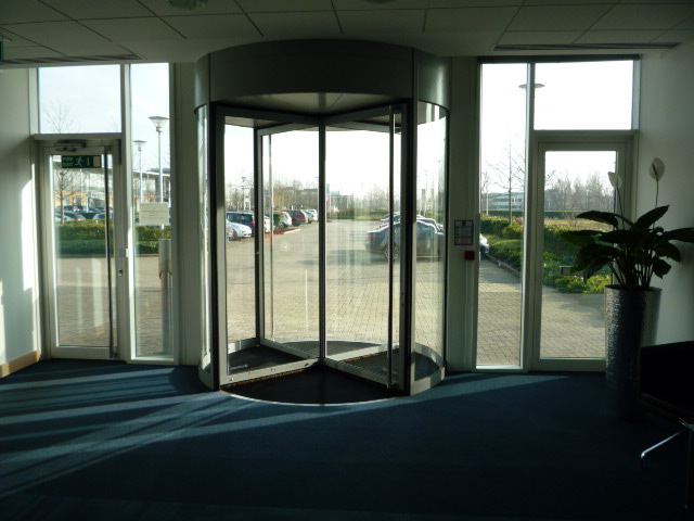 Contemporary, well situated office building overlooking a boardwalk and lake.