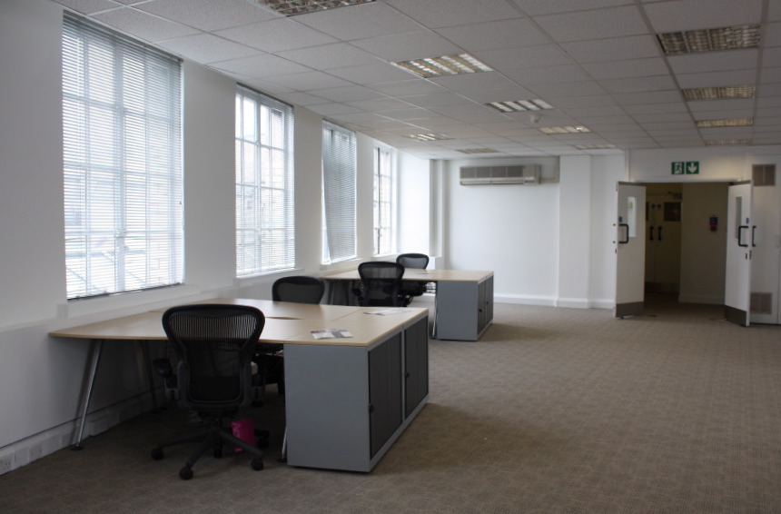 A part furnished empty office space situated on the 6th floor in the West end