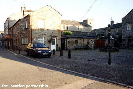 Small cobbled square.