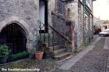 Small cobbled square.