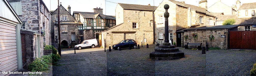 Small cobbled square.