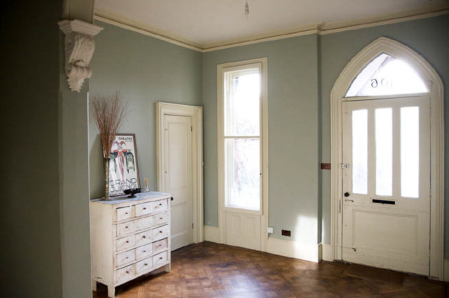 Spacious light hallway in a large Victorian house