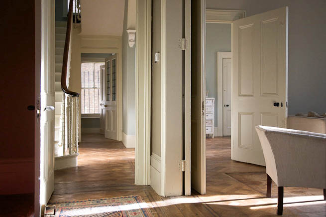Spacious light hallway in a large Victorian house