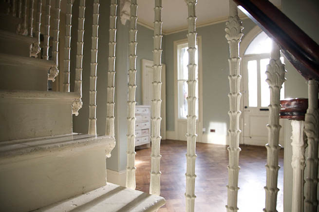Spacious light hallway in a large Victorian house