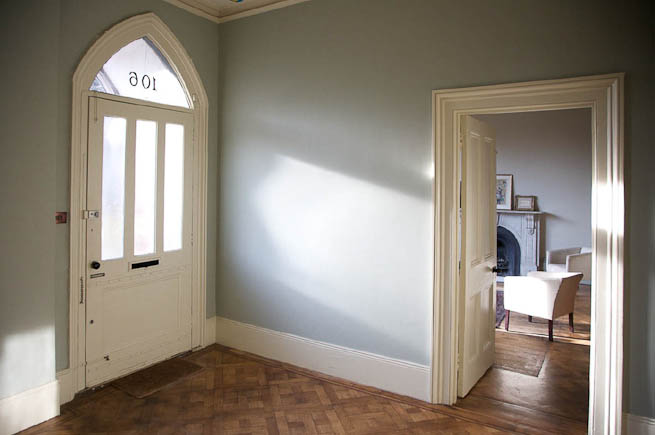 Spacious light hallway in a large Victorian house